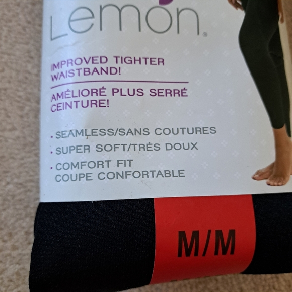 New! Lemon Fleece Lined Leggings 2 Pack Women's Size Medium Black Seamless - Picture 3 of 6
